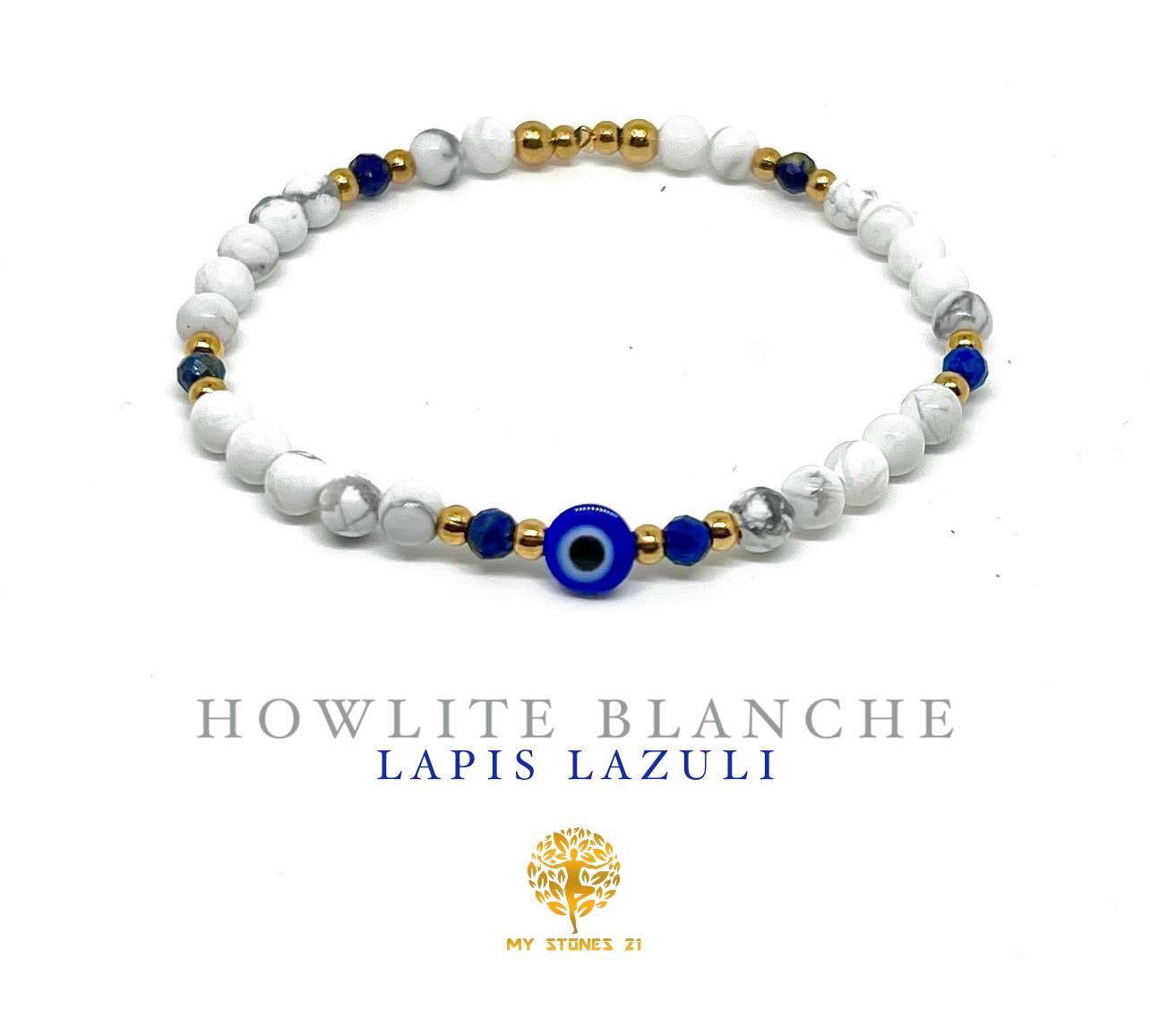 Oeil grec howlite blanche/Lapis Lazuli – My Stones 21