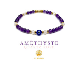 Oeil grec Amethyste/Quartz rose