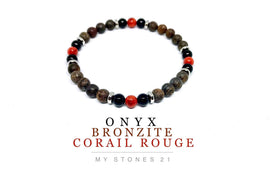 Onyx/Bronzite/Corail rouge