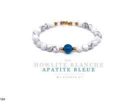 Howlite blanche/Apatite bleue