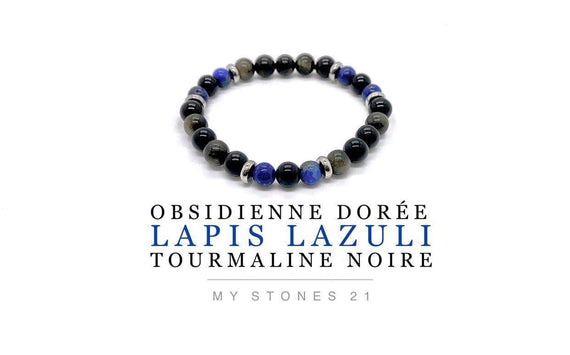 Enfant Lapis-lazuli/Tourmaline noire/Obsidienne dorée