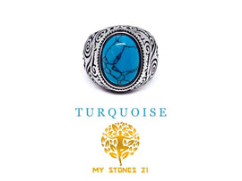 Bague Homme Turquoise Acier Inoxydable