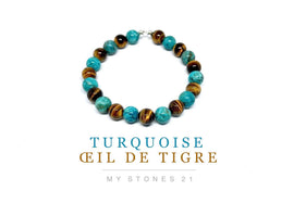 Turquoise/Œil de Tigre finition Argent S 925 Homme