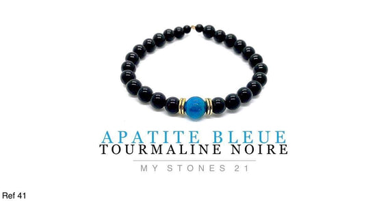 Apatite bleue/Tourmaline noire