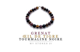 Enfant Grenat/Oeil de Tigre/Tourmaline noire