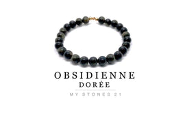 Obsidienne dorée finition Or 14k