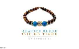 Apatite bleue/Oeil de Tigre Bouddha
