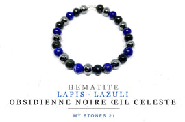 Enfant Hematite/Lapis-lazuli/Obsidienne noire œil céleste
