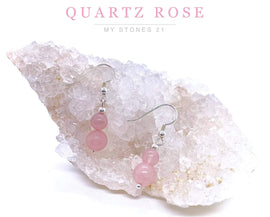 Boucles d'oreilles Quartz rose Argent