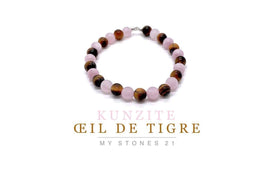 Enfant Kunzite/Oeil de Tigre finition Argent S925