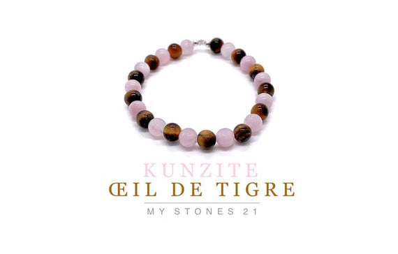 Enfant Kunzite/Oeil de Tigre finition Argent S925