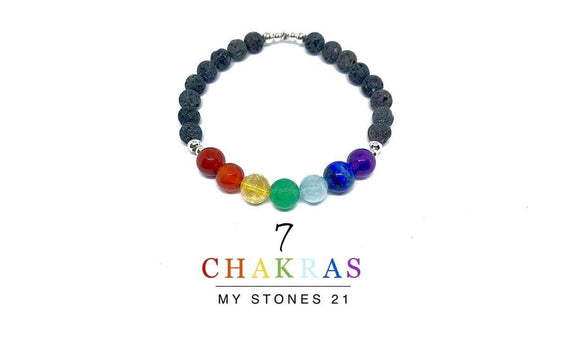 7 chakras/pierre de lave finition Argent S925