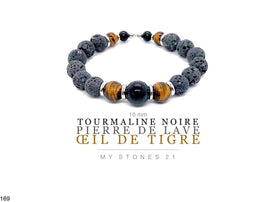 Tourmaline noire/Pierre de Lave/Oeil de Tigre