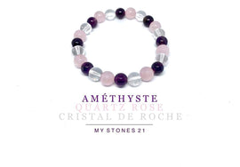 Améthyste/Quartz rose/Cristal de Roche