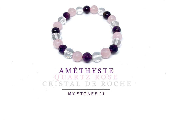 Améthyste/Quartz rose/Cristal de Roche
