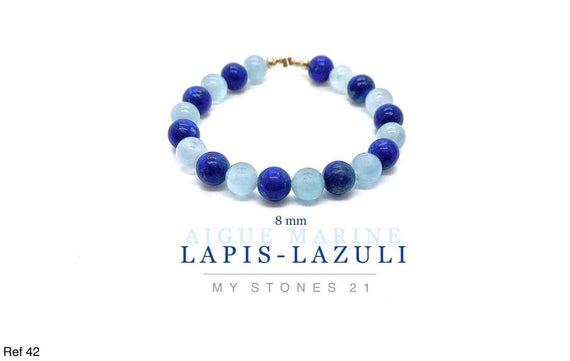 Aigue Marine/Lapis Lazuli finition Or 14k