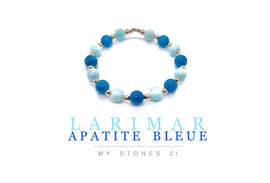 Larimar/Apatite bleue finition Or 14k 4 perles