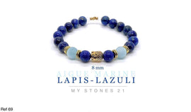 Aigue Marine/Lapis-lazuli Bouddha doré